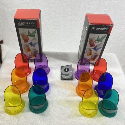 Guzzini Multi Color 12 Cup Plastic Holders Colors Made In Italy Two Sets Of 6