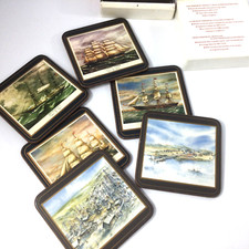 Pimpernel Vintage Cork Drink Coasters Nautical Clipper Ships Set of 6 England