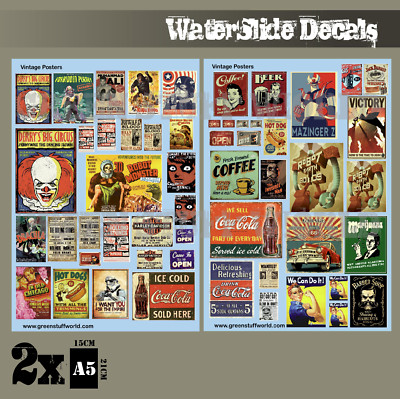Waterslide Decals - Vintage Posters - Hobby Stickers Diorama Miniatures