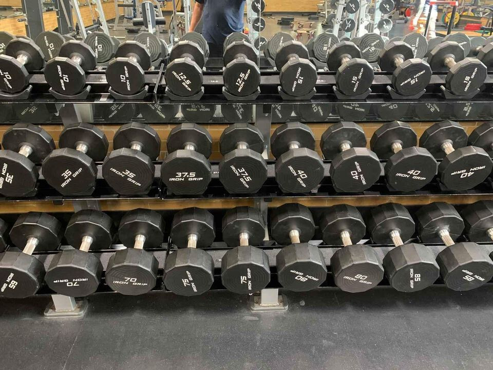 Iron Grip Urethane Dumbbell Set 5lbs to 120lbs with 3x Rack Cleaned