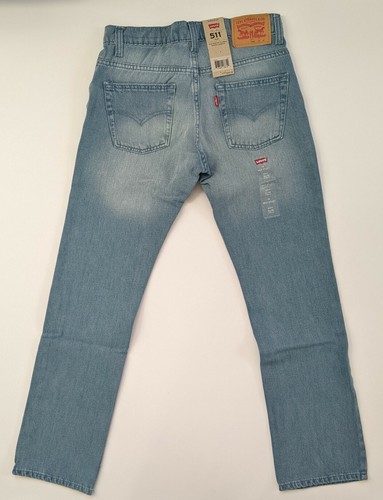 NEW LEVI'S 511 SLIM Blue Denim STRAIGHT LEG STRETCH Jeans Pants Boys 14 27x27 - Picture 2 of 7