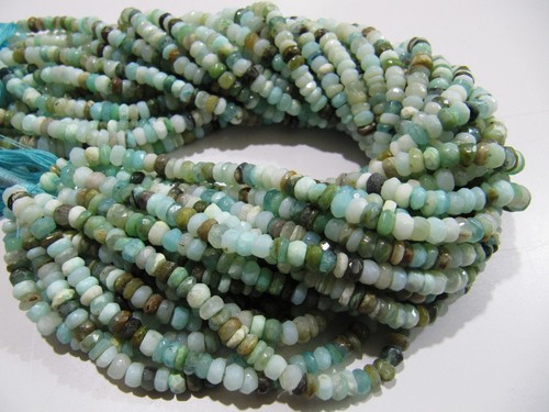 Genuine Peruvian Blue Opal Rondelle Faceted Beads 5mm - 6mm Strand 14inch - Picture 4 of 5