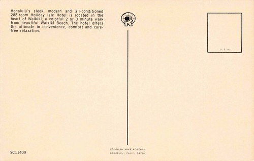 Holiday Isle Hotel, Honolulu Hawaii Waikiki Beach Chrome PC - Picture 2 of 2