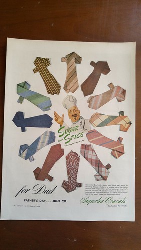VTG Magazine Ad 1943 Orig Clothing Mens Ties Superba Cravats Sugar & Spice Dad - 第 1/1 張圖片