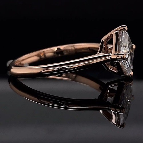 IGI 1.75Ct Asscher Cut F VS1 Lab Grown Diamond Engagement Ring In 14k Rose Gold - Picture 7 of 15