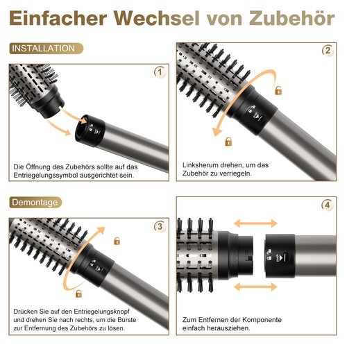 MCURO HB800 Multi-Haarstyler 6-in-1 Warmluftbürste Haartrockner mit Lockenstab - Bild 10 von 10