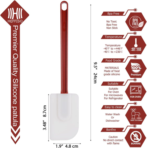3 PCS Commercial Grade Silicone Spatulas Heat Resistant, 9.5-Inch Silicone Rubbe - Picture 8 of 12