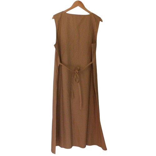 NEW Womens Cotton Pintuck Dress Long Tie Beige Sleeveless Modest Size XL - Picture 4 of 5