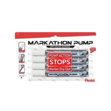 Pentel Markathon Pump Dry Erase Marker 4/Pk Black Chisel Tip Office School Home