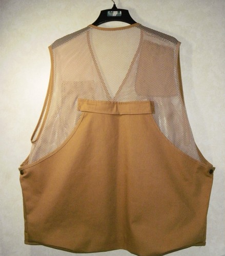 Bob Allen Hunting Vest Men XXL Beige Tan Canvas Mesh Zip with Game Pouch - Picture 14 of 14