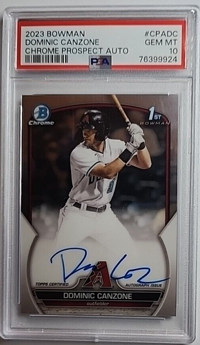 2023 DOMINIC CANZONE BOWMAN CHROME PROSPECT AUTO PSA 10 - Picture 3 of 4