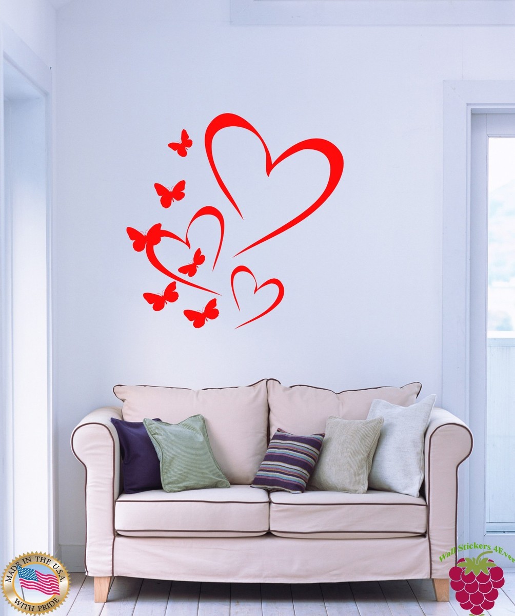 Wall Stickers Vinyl Decal Family Love Heart Butterflies For