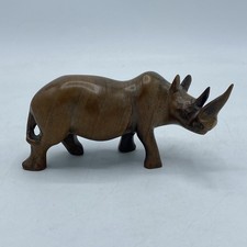 Carved Small Wooden Rhino Ornament