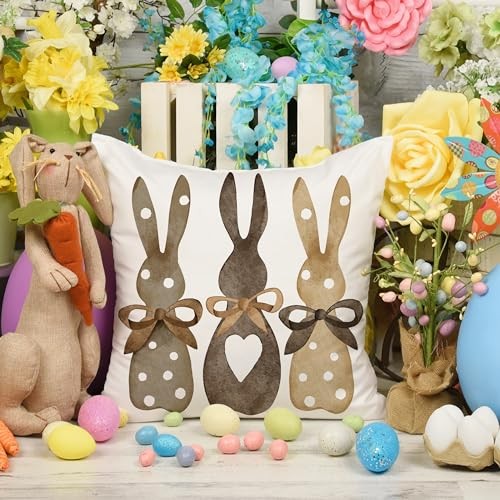 Easter Pillow Covers 16X16 Inch Set of 2,Polka Dot 16" x 16" (Pack of 2) Brown - Bild 6 von 7