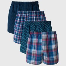 Hanes Premium Men's Stretch Woven Boxer Shorts 4pk - Blue/Green - Small 28-30