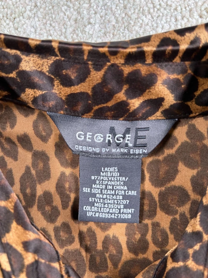 Blusa abotonada con estampado de leopardo talla M George para dama MobWife Foto 4 de 4