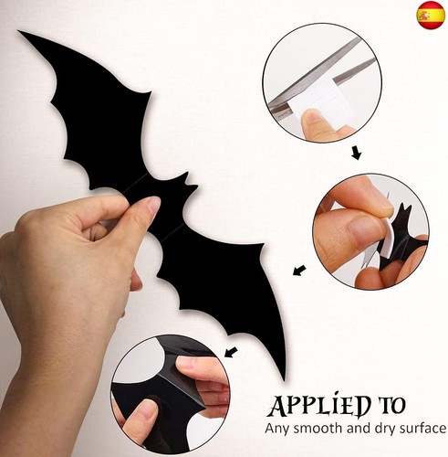 Halloween 3D Murciélagos Pegatinas Decoraciones, 96 PCS Pegatinas de Pared de - Imagen 3 de 7