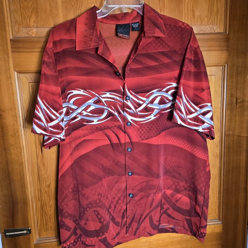 Vintage Tribal Herren Größe Large Knopfleiste rot C-Two, Grunge Y2K
