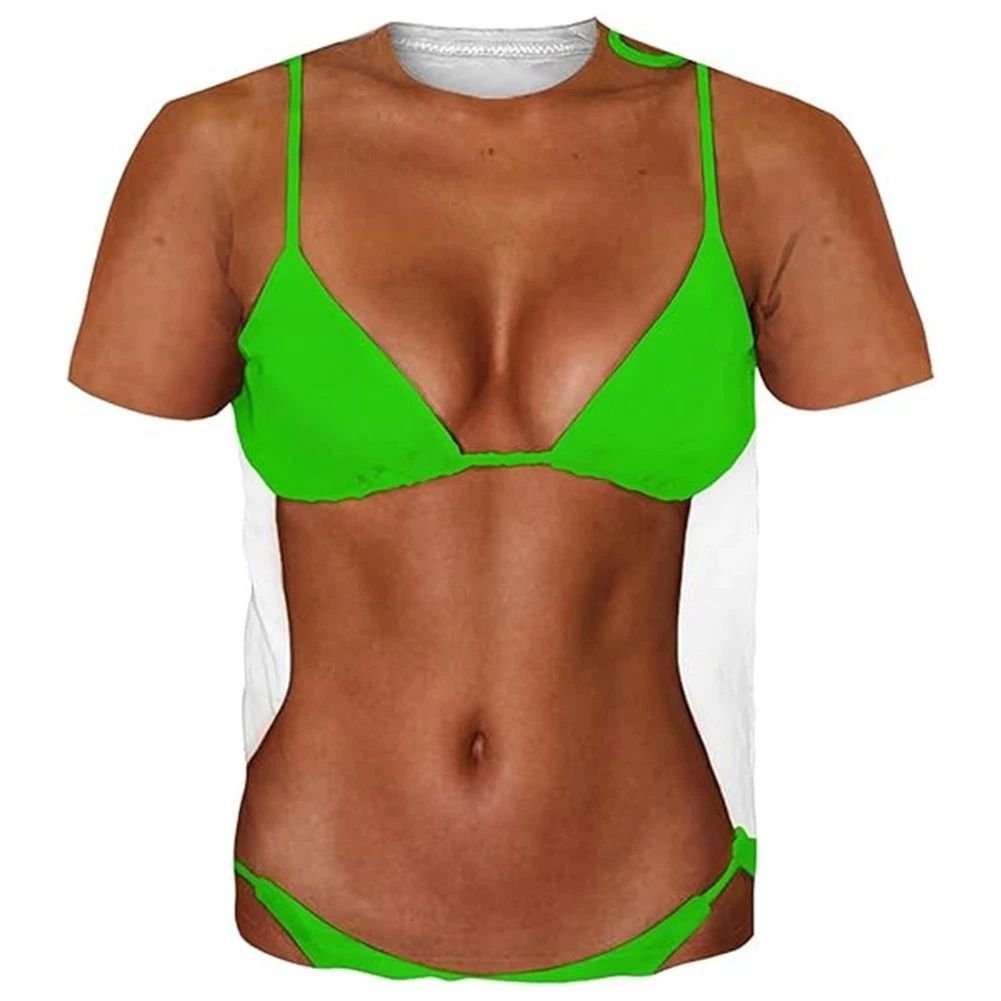 Mens Muscle Body 3D Print Tshirt Activewear Blouse Polyester Workout Top