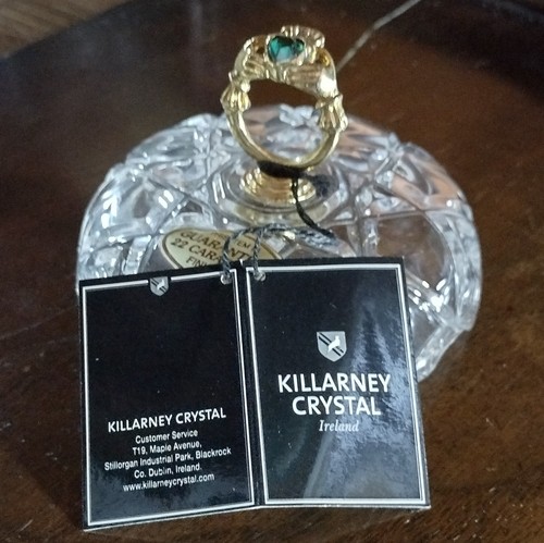 Vtg Killarney Ireland Glass Trinket Dish - 22K Gold, Lead Crystal Original Tags - Picture 14 of 18