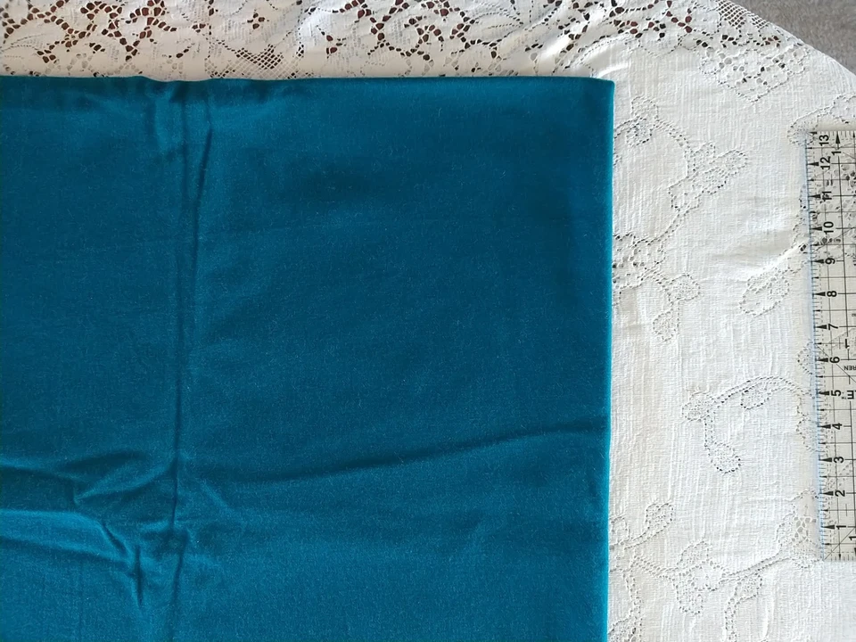 Teal Blue-Green Lightweight Wool Fabric 17x54" Cut Continuous - Image 2 of 3