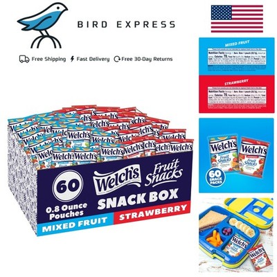 Welch's Fruit Snacks, Mixed Fruit & Strawberry Snack Box, Halloween Treats 60 Pk