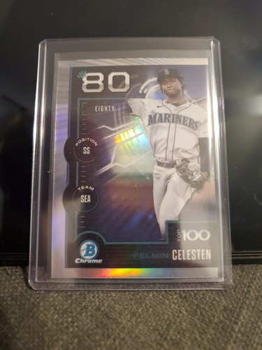 2025 Bowman Chrome Felnin Celesten #BTP-80 Top 100 Prospects Mariners 