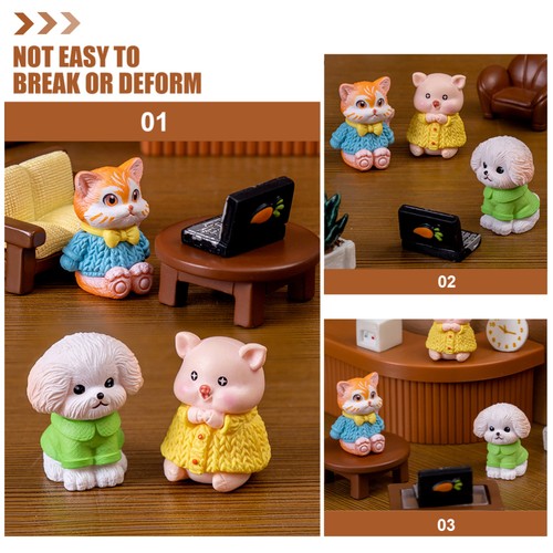 Estatuillas pequeñas de gatos en miniatura de escritorio escultura animal de resina 3 piezas - Imagen 7 de 12