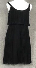 White House Black Market Dress Womens 4 Black Pleated Chiffon Cocktail Party