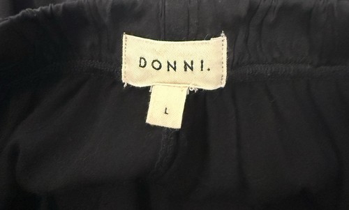 DONNI. Pantalón The Satiny Simple Mujer L Pierna Ancha Negro Pullover Cintura Elástica - Imagen 5 de 12
