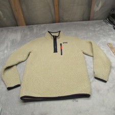 Patagonia Jacket Boys XL 14 Beige Retro Pile Fleece Pullover 1/4 Zip Outdoor