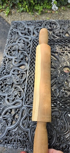 Vintage Wood Handles 19X3” One Piece Of Wood Rolling Pin Country Kitchen Pastry - Picture 5 of 9