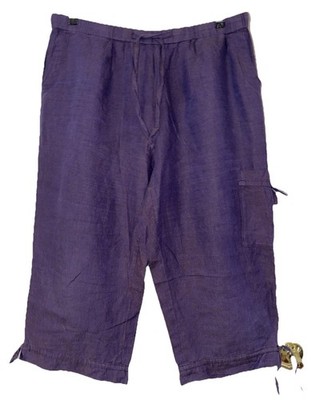 Coldwater Creek 100% Linen Purple Cropped Harem Pants Drawstrings 18W