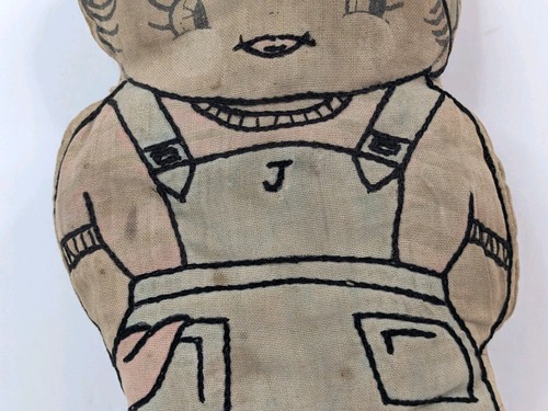 Primitive Hand Made Jack Embroidered Plush Doll Jack And Jill 11" x 6" - Picture 4 of 24