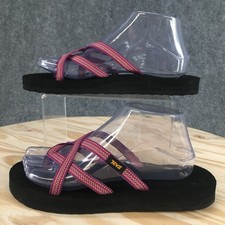 Teva Sandals Womens 8 Olowahu Slip On Strappy Flip Flops 6840 Black Purple