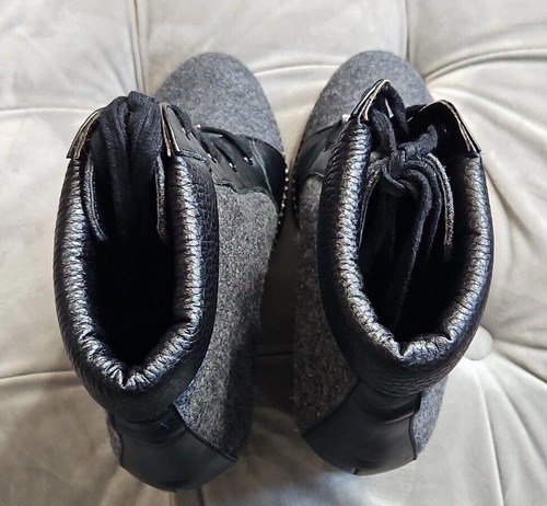 Kate Spade Gray Black Leather LaceUp Wedge Heels Ankle Booties Womens Shoes 8.5 - Picture 14 of 15