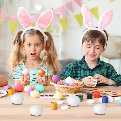 6pcs Wooden Fake Eggs, White Wooden Easter Eggs, DIY Kitchen Pretend Play Foo... - Picture 5 of 7