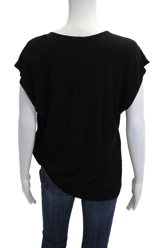 Camiseta básica de mujer Enza Costa con cuello en V negra sin mangas seda rayón talla L Foto 3 de 4