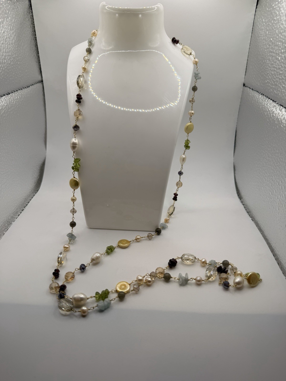 Handcrafted Wire Wrapped Gemstone Freshwater Pear… - image 5