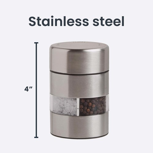 Olde Thompson Stainless Steel Pepper & Salt Mill, Dual Grinder 2-in-l - Bild 4 von 5