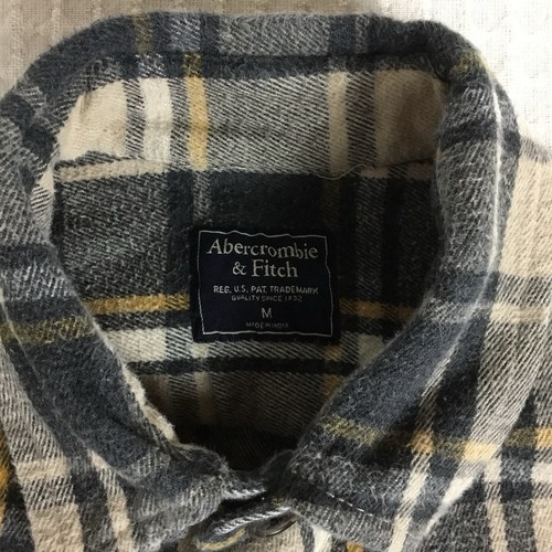 Abercrombie & Fitch Flannel Shirt Long Sleeve Men's M 42" Grey Plaid Vtg 90s Y2k - Picture 3 of 13
