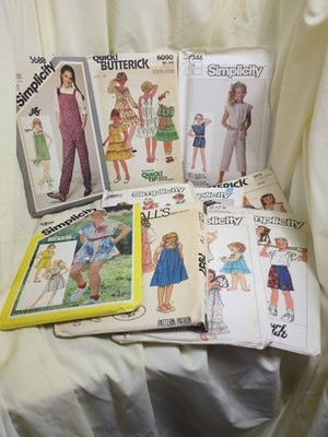 Vintage Lot of 1980s Simplicity Patterns Kids Clothing Jumpers Dress Sleepwear 