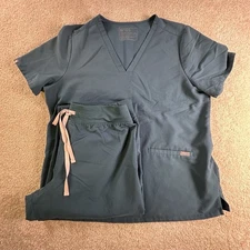 Figs Technical Collection Women's XL Dark Teal With Pink Ties W22SW2016