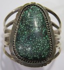 Turquoise Cuff Bracelet Charles Johnson Vintage Native American Navajo Spiderweb