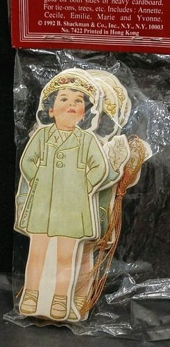 Vintage Shackman Dionne Quintuplets Ornaments w Hats & Coats - Set of 5 - Sealed - Imagen 2 de 5