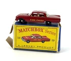 Vintage Matchbox Lesney Ford Fairlane Fire Chief Car 59 Red Diecast W/ OG Box