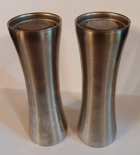 Vintage MCM Stainless Steel Salt & Pepper Shakers Hourglass - Picture 7 of 9