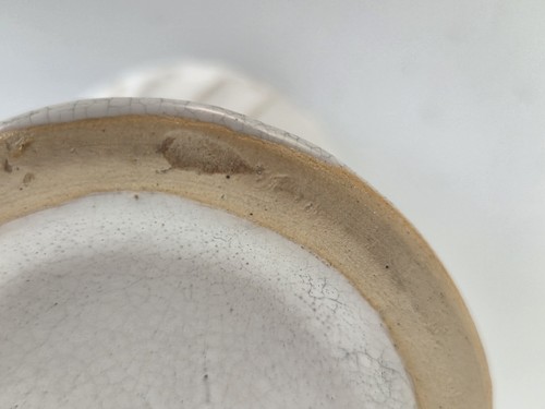 Vintage Pottery Vase Matte White Blue Speckled 8" Iris Pattern USA Made McCoy?? - Picture 22 of 22