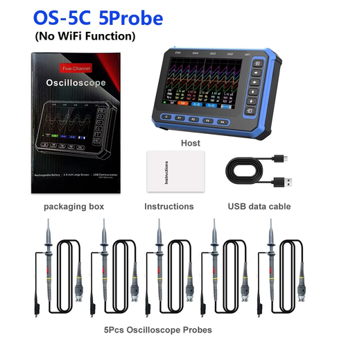 5 Channels USB + WiFi Digital Oscilloscope 4.3 Inches 3Msps Simpling Rate Rechar - Picture 9 of 14
