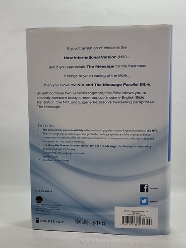 NIV & Message Parallel Bible 2 Versions Together for Study Comparison Hardcover - Picture 3 of 9